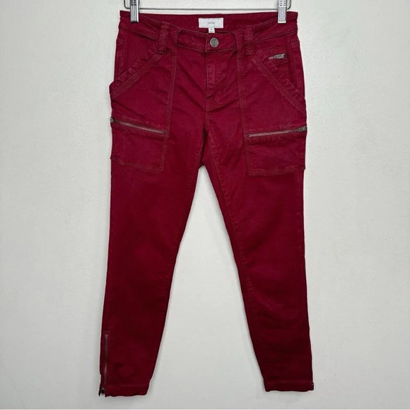 Joie Womens 27 Park Red Skinny Utility Cargo Crop Ankle Pants - Picture 4 of 15